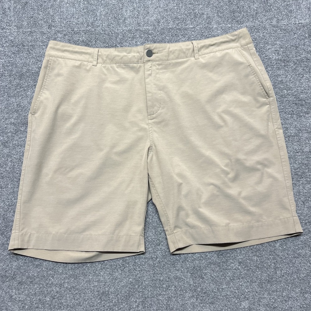 Faherty All Day Shorts Mens 40 Beige Chino Microfiber Stretch 9 Inseam Casual